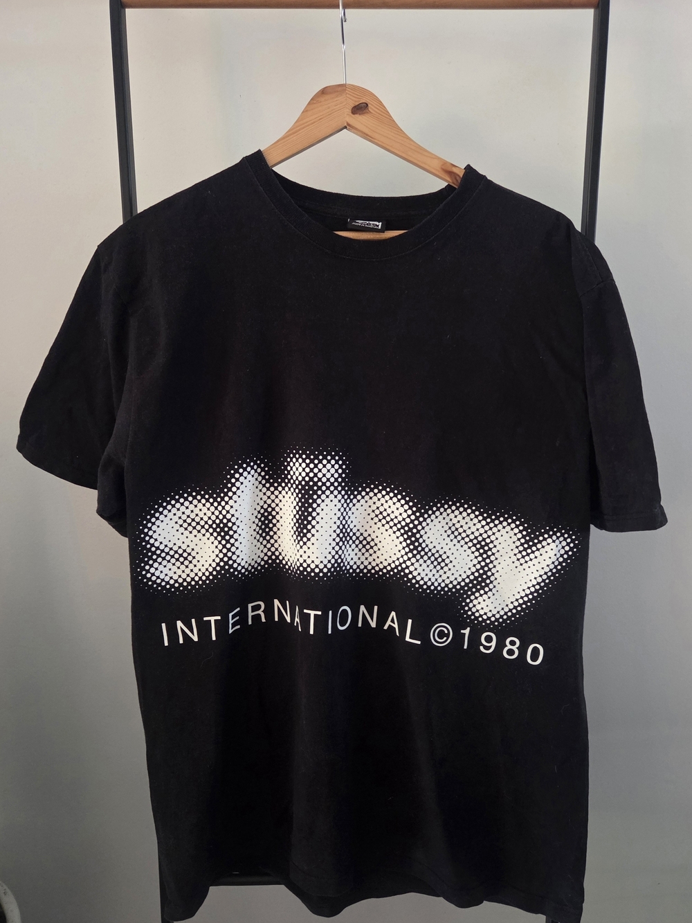 Stussy Black T-Shirt with White Dot Logo